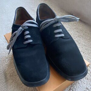 Tod's Black Suede Oxford Loafers Size 39 8.5 EUC
